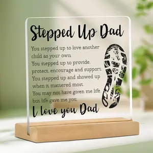 Step Up Dad Definition Acrylic Plaque with Wooden Stand, Step Up Dad Gift, Home Decor for Living Room Bedroom Office, Home Decoration, Gift for Dad, Signs