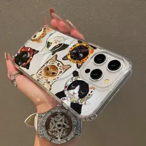Soft Girl Magnetic Case for iPhone 17 Promax 16 Plus 15 14 13 12 11, Floral Cat Collage Lightweight, Drop-Proof, MagSafe Compatible,Perfect for Teen Girls.HMG39