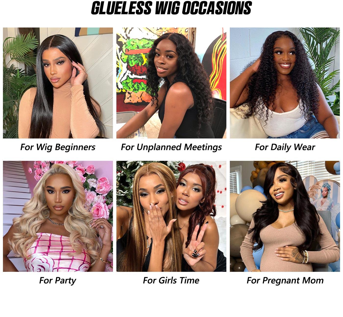 OQHAIR Ocean Wave Hair Wear Go Glueless Wigs 4x6 Pre Cut HD Lace Closure Wigs With Pre Plucked Nautral Hairline