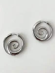 Vintage Geometric Spiral Circle Earrings, Simple Design Women's Daily Commute Party Jewelry, Smooth Metal Earrings for All Occasions