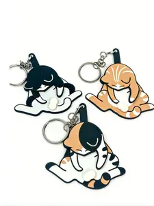 3D Printed Fun Cat Finger Toy Keychain, Stress Relief Sensory Toy for Adhd Autism Anxiety, Cute Gift for Cat Lovers, Upgrade Bounce Design