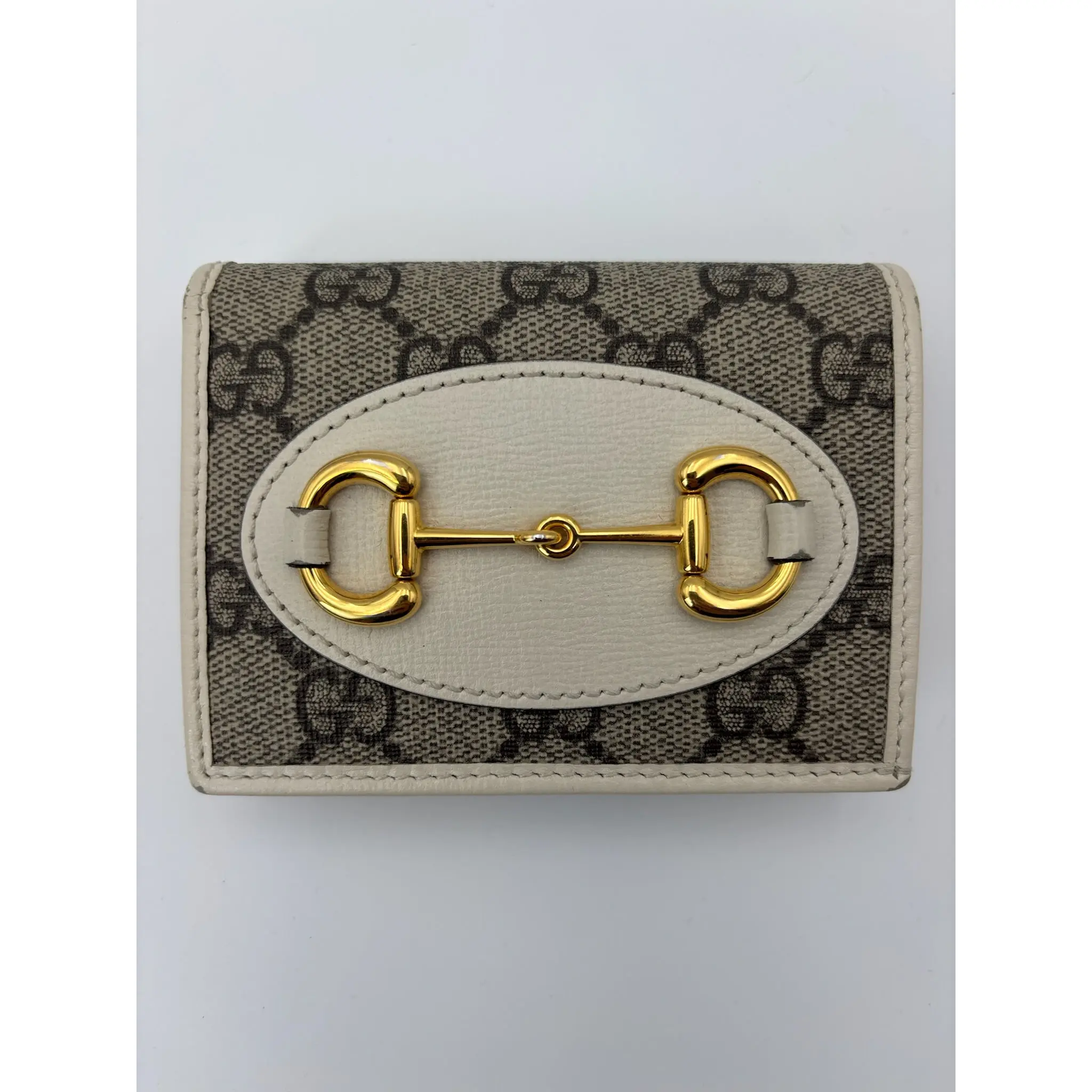 Pre-owned Canvas Small Leather Goods Gucci Horsebit 1955 Card Case Wallet in GG Supreme Canvas