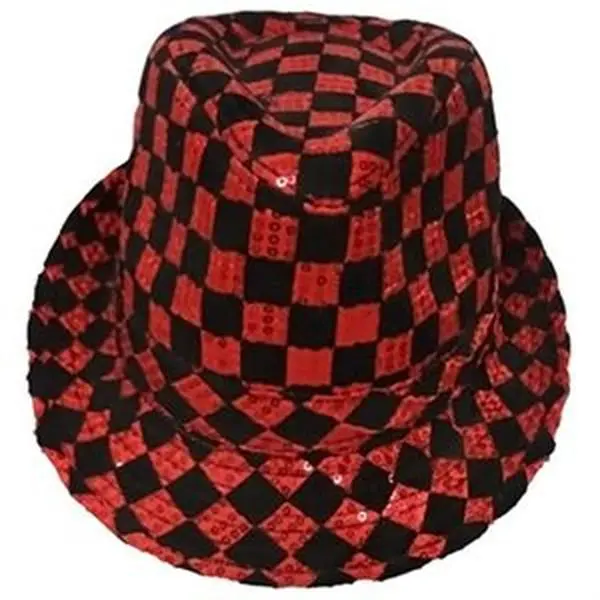 212 MAIN Red Checkerboard Fedora Sun Hat for Dogs - Pet Hat Accessory with 1 Size, Pinched Crown, Hat Accessories