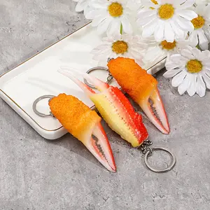 Crab Claw Keychain with Fried Shrimp Pendant Realistic Key Chain Bag Charm for Purse Backpack Travel Accessory 3Pcs