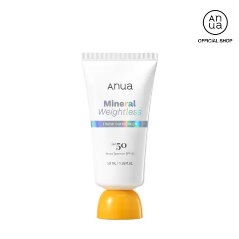 [Anua] Mineral Weightless Finish Sunscreen l SPF 50, Broad Spectrum, Zinc-Based for Sensitive Skin, Lightweight Hydrating Lotion Texture, Under Makeup, Korean Skincare, 1.69 fl oz