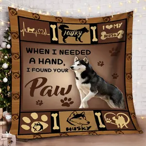 1Pc Cozy Dog-Themed Cottage Style Flannel Blanket With Puppies & Dog Patterns - All-Season Soft Bedspread For Pet Lovers, Perfect For Bed Or Couch, Ideal Gift For Dog Owners
