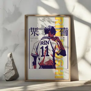 Blue Lock, Rin Itoshi Poster, Anime Wall Art, Manga Poster, Blue Lock Fan Art, Isagi Yoichi Art, Anime Room Decor, Blue Lock Merch