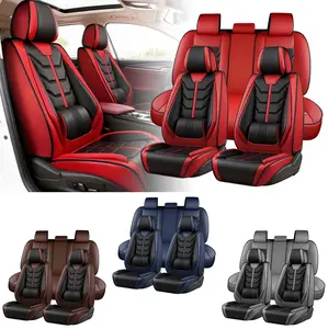 For Toyota Tacoma 5-Seater Car Seat Covers 2005-2022 2023 2024 2025 Truck Crew Double Extended Cab TRD Sport Offroad Limited SR5 V6 Truck Airbag Compatible Car Cushions(Full Set/Black-Red)