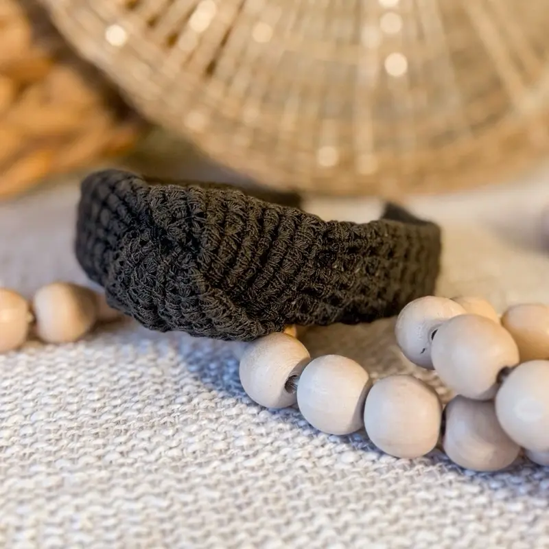 Olive Chunky Waffle Cute Headband for everyday style