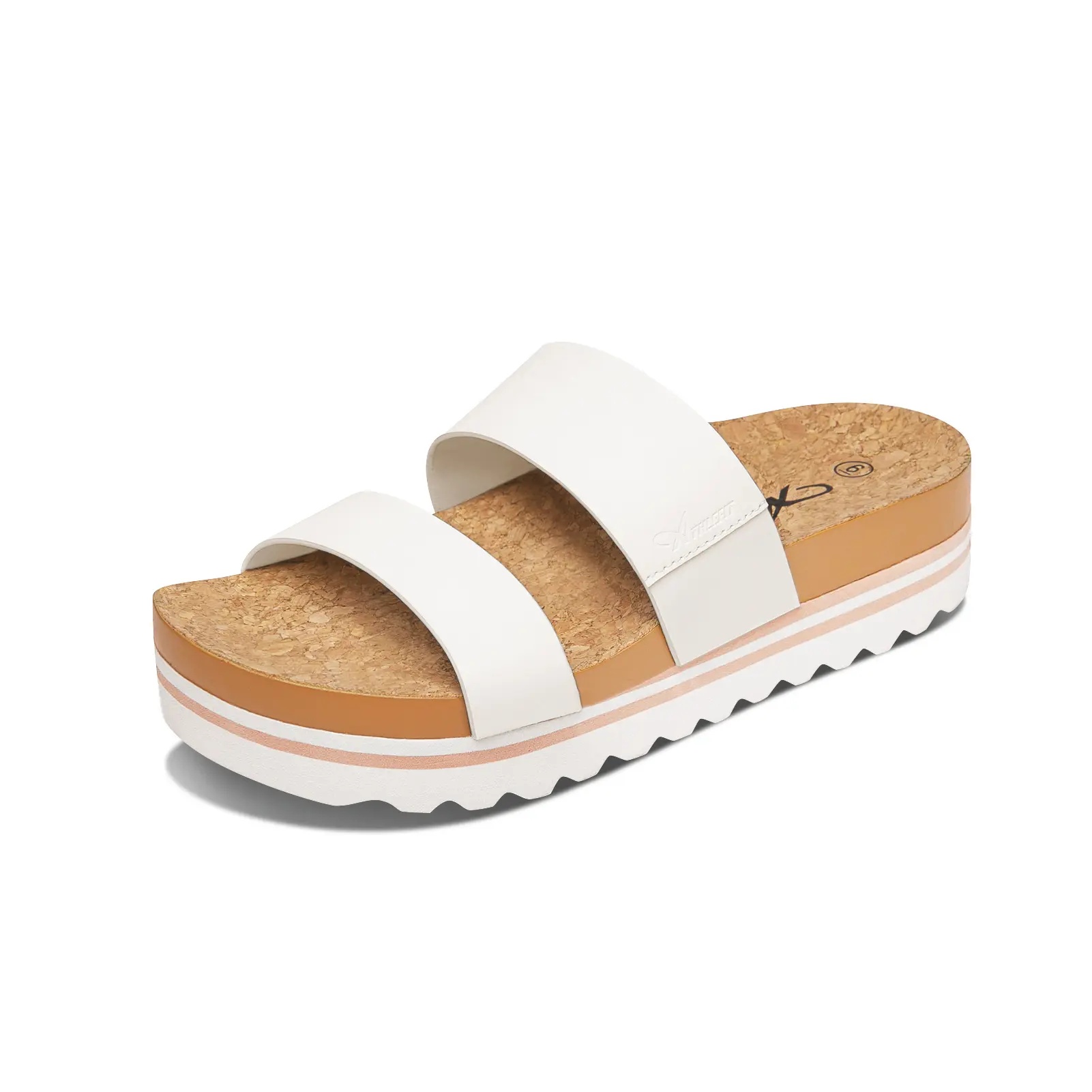 Women's Sports Slide Sandals - 2-Strap Strapy Casual Platform Footwear with Soft Cushion Footbeds, Arch Fit Arch Support, for Outdoor Activities, Casual Sandals, Arch Fit Sandals