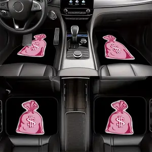 4pcs Dollar Bag Pattern Car Floor Mats Set, Anti-Slip Durable Polyester, Fits Most Cars and Suvs, Interior Upgrade Gift, Car Interior Kit