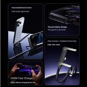 240w Fast Charging Electronic Data Cable with Phone Stand, 90° Bend Head, 360° Rotatable, Multi-Angle Adjustment, Braided Cord for Apple iPhone 17