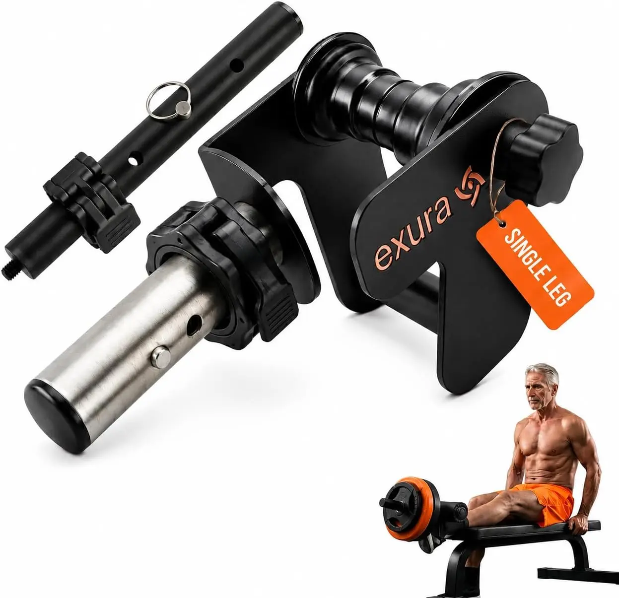 Exura Solo Tib Bar Knees Over Toes Adjustable Tibialis Trainer Leg Workouts,Tibialis Bar Calf Raise Machine Equipment for Strengthening Calves, Shins & Ankles Fits 1" and 2" Strength Training Plates