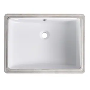 Undermount Bathroom Sink 21.65 Inch, White Ceramic Rectangular Lavatory Vessel Sink with Overflow, 21.65"x15.75"x7.87" Large Vanity Basin for Bathroom, Countertop, Under Counter Installation