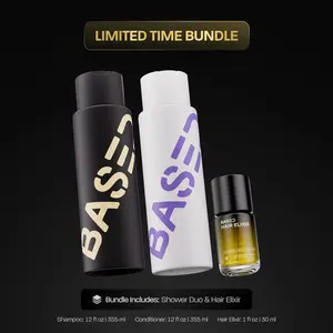 BASED Shower Duo + Hair Elixir | Shampoo, Conditioner, Hair Elixir | Cleanse, Hydrate & Protect | Non-Toxic, High Performance