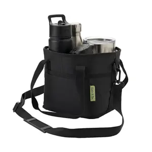Family Large Capacity Drink Bag, four-grid tumbler carrying caddy. Durable portable carrier for holding multiple cups in daily travel outing