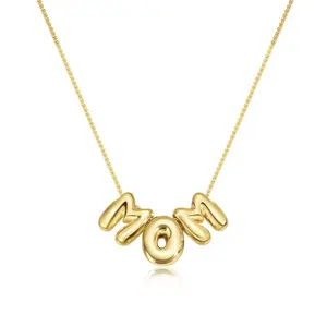 KISSYAN Mama Necklace for Women, 14K Gold Plated Bubble Mom Pendant Necklace for New Mum Wife, Fashion Jewelry Gift for Mother's Day