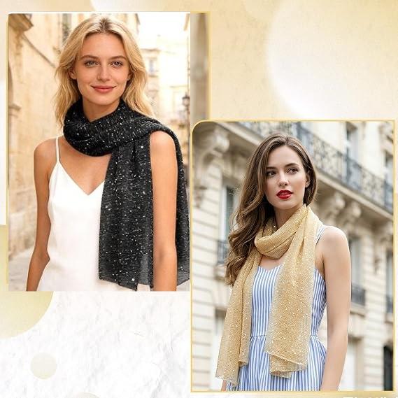2Pcs Women's Sequin Bandana Square Scarf Silk Scarves Mesh Shawl Wraps  Y2k, 70s Scarf, Sheer Shawl, Head Scarf, Club Outfits for Women, Sparkly Poncho
