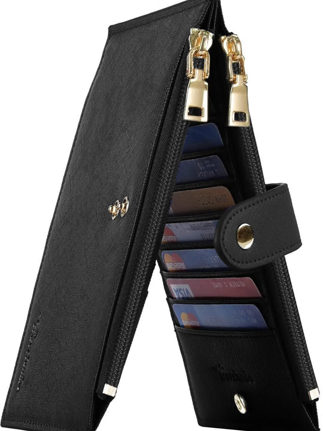 Travelambo RFID Wallet Women Large Size Bifold Multi Card Wallet Case with Zipper Pocke Credit Card Holder for Women