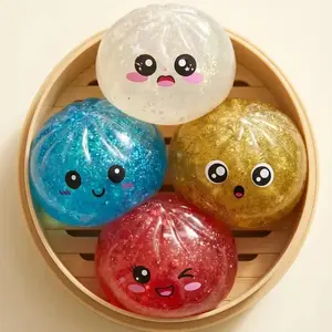 Cute Bun Squishy Fidget Toy, Soft Maltose-Feel Stress Relief Squeeze Toy, Realistic Steamed Bun Desk Toy, Office Fidget Toy, Random Blind Box Gift