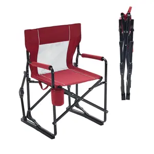 Heavy Duty Folding Rocking Chair for Adults, 400 lbs Capacity Portable Camping Chair, Sturdy Steel Frame Outdoor Lawn Seat for Patio Beach Backyard