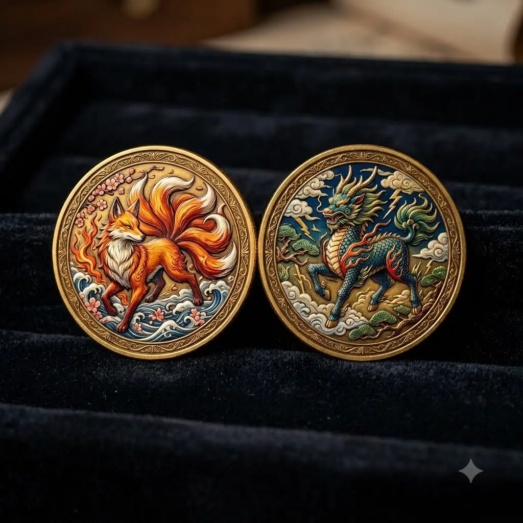 Mythical Creatures Collection – Double-Sided Color Challenge Coin, Legendary Fantasy Beasts, Full Color Commemorative Coin, Dragon Phoenix Griffin Unicorn Kraken, Collectible Gift, Mythology Art, Fantasy Coin for Collectors