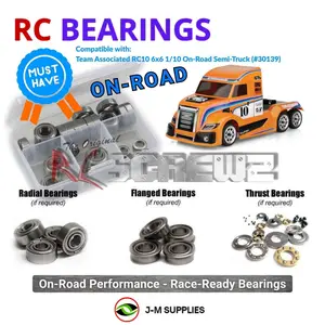 RCScrewZ Metal Shielded Bearing Kit asc148b for Team Associated RC10 American Custom SemiTruck 6x6 Kit 1/10 Electric On-Road Semi-Truck (#30139) | UPG