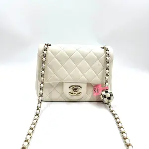 Pre-owned CHANEL AS Shown Shoulder Bags US196 White Quilted Lambskin Football Crush Flap Shoulder Bag 26.01.30