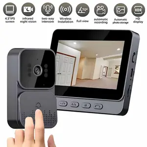 Smart Wireless Video Doorbell Camera, 4.3-Inch 1080P HD Display Doorbell with Night Vision & Two-Way Voice, WiFi Smart Doorbell for Home, Office & Apartment