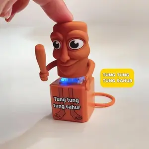 Funny Italian Brainrot Tung Tung Sahur Realistic Sound Keychain, Cute Viral Stress Relief Toy, Press Button Fidget Toy Gift for Adults & Kids, Compact Keychain