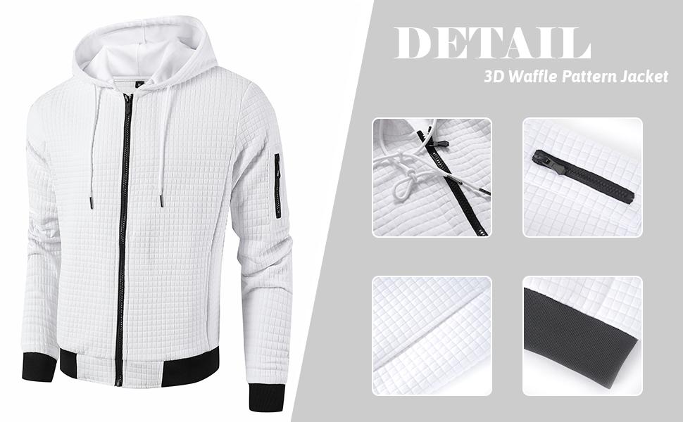 Grandclad Mens Lightweight Hoodie Full Zip Sweatshirt Casual Jacket Coat