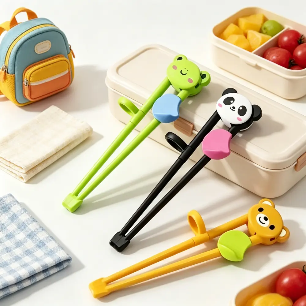 3 Pairs Cartoon-Themed Kids' Training Chopsticks - Toddler Beginner Learning Cutlery, Non-Slip Reusable Children's Tableware, Dishwasher-Safe Kitchen Essentials