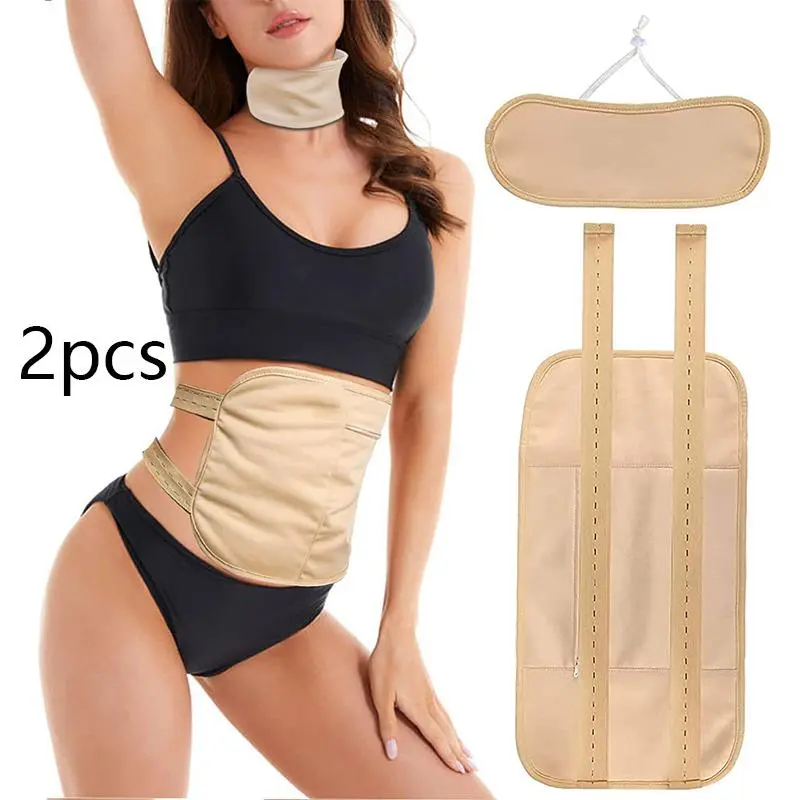 Reusable Castor-Oil Waist Bag & Neck Bag, 2 Counts/set Soft Mink Sleep Aid Relief Tool, Self Service Conditioning Tool for Women & Men, Health Benefits, Recovery Belt, Stomach Wrap, Belly Wrap