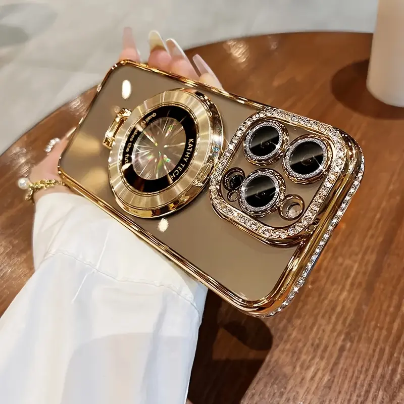 Contact with Stents Following- Magnetic Drill Lens Protective Film- Support Turnkey- Falling Diamond Frame, High-end Luxury Is Suitable for iPhone 15 Plus 15 Promax/ 15 Pro/ 15/14/ Plus/ 14 Promax/ 14 Pro/ 14/13/12/11