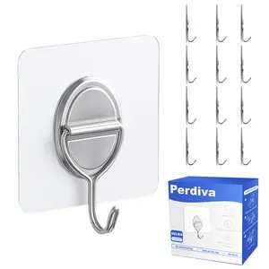Clear Adhesive Wall Hooks 16 Pack 20lb Hold Damage Free Reusable Perfect for Kitchen Bathroom Coats