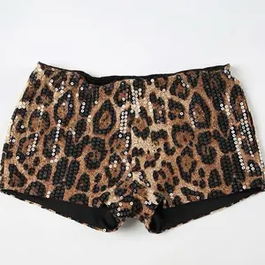 Micro Leopard Shorts with Sequin Detailing - Animal Print Design