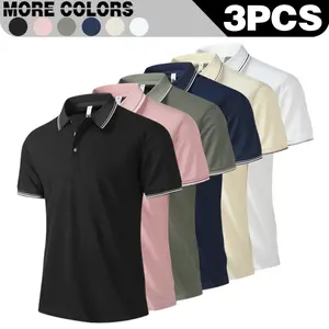Summer new style men's Polo shirt T-shirt business lapel short-sleeved simple and breathable stand collar pure color short-sleeved T-shirt