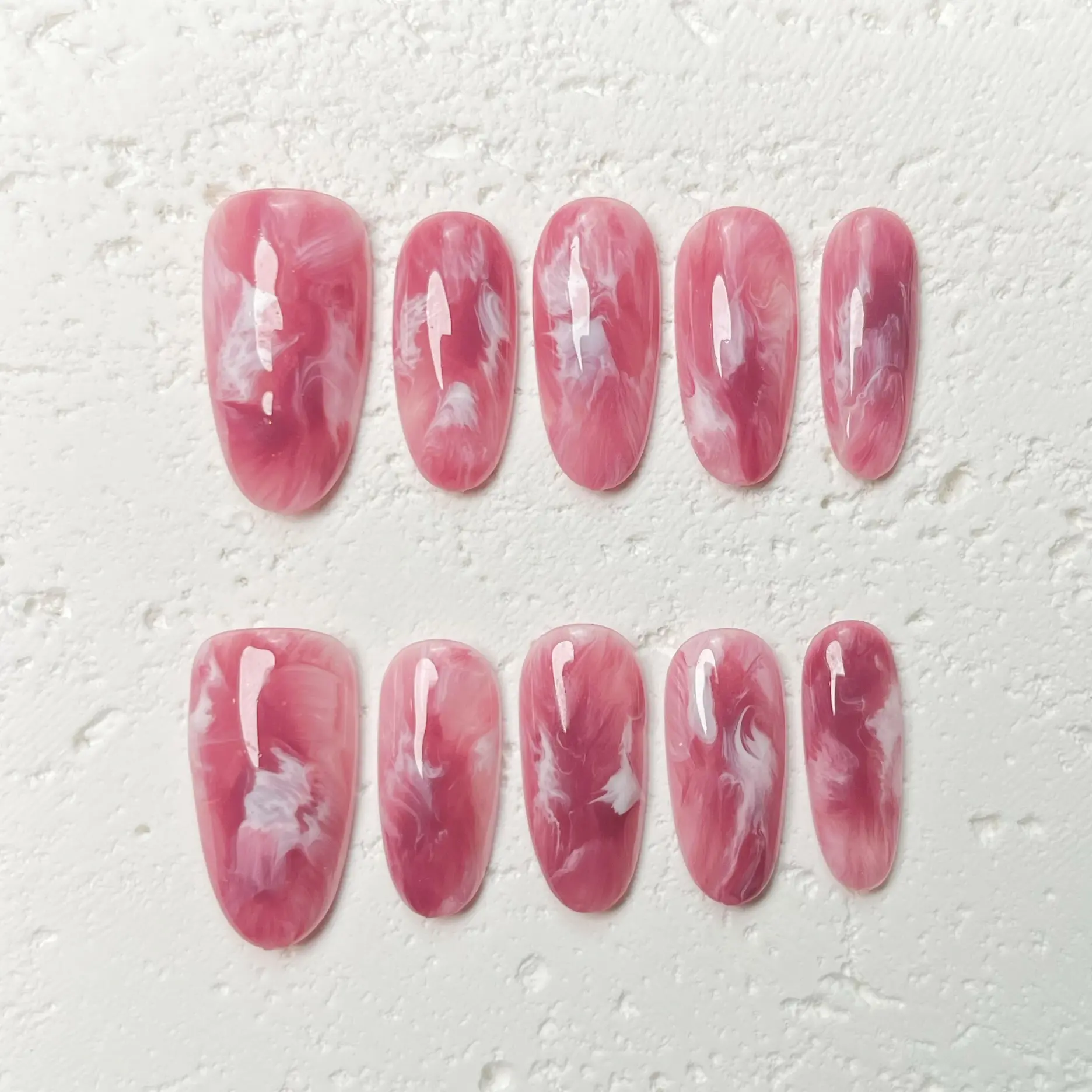 [Velvet Storm] Medium Oval Handmade Press on Nails, Fake Nails with Nail tool kit with Jelly Stickers, Reusable, Durable