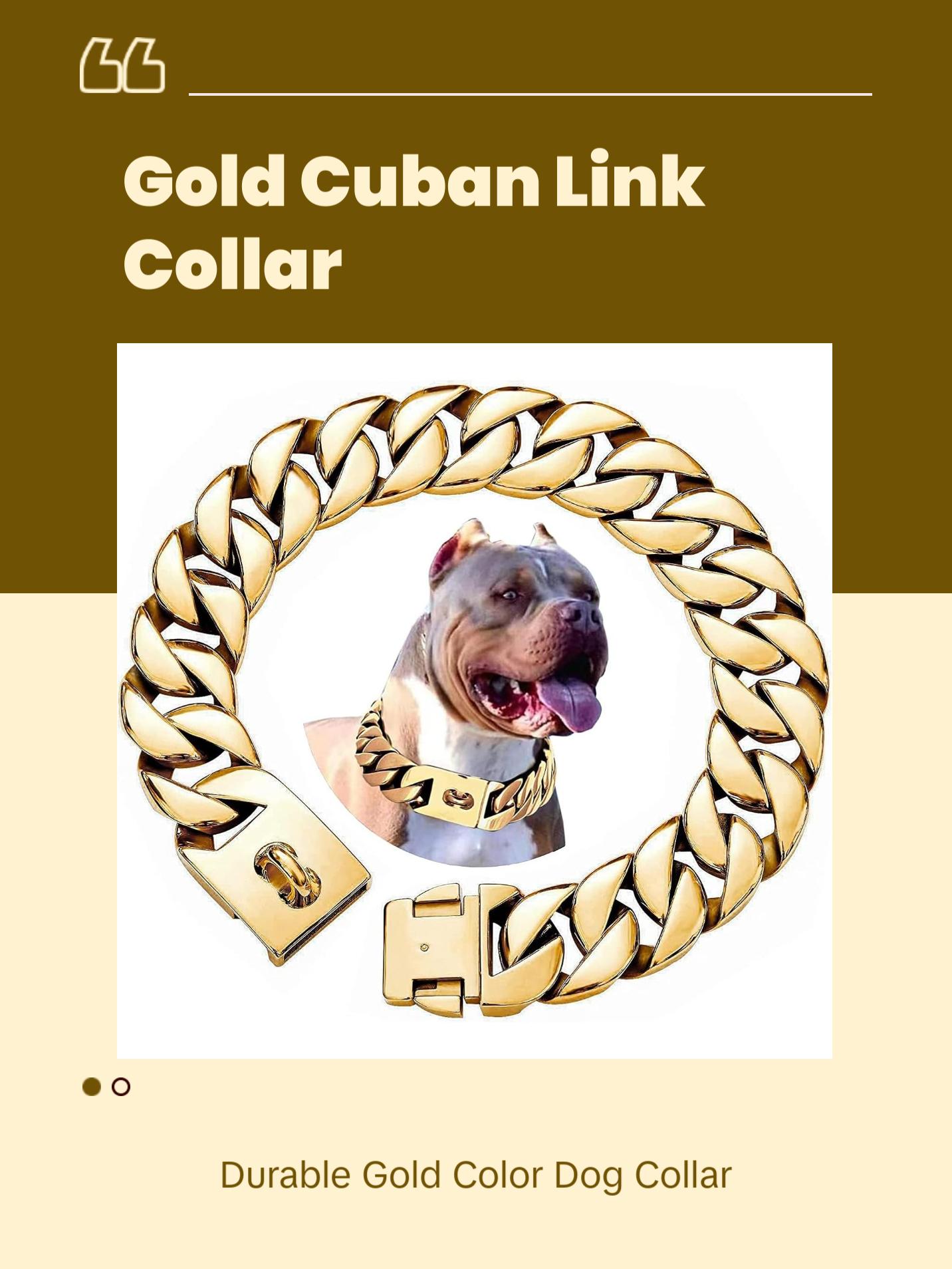 Big Dog Chain Collars, Txprodogchains 32MM Thick Cuban Link Dog Collar Strong Metal Dog Cuban Link Collar with Buckle, Solid Stainless Steel Gold Dog Collars for Large Dogs txprodogchains