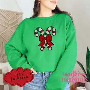 Candy Cane Patch Holiday Women's Crewneck