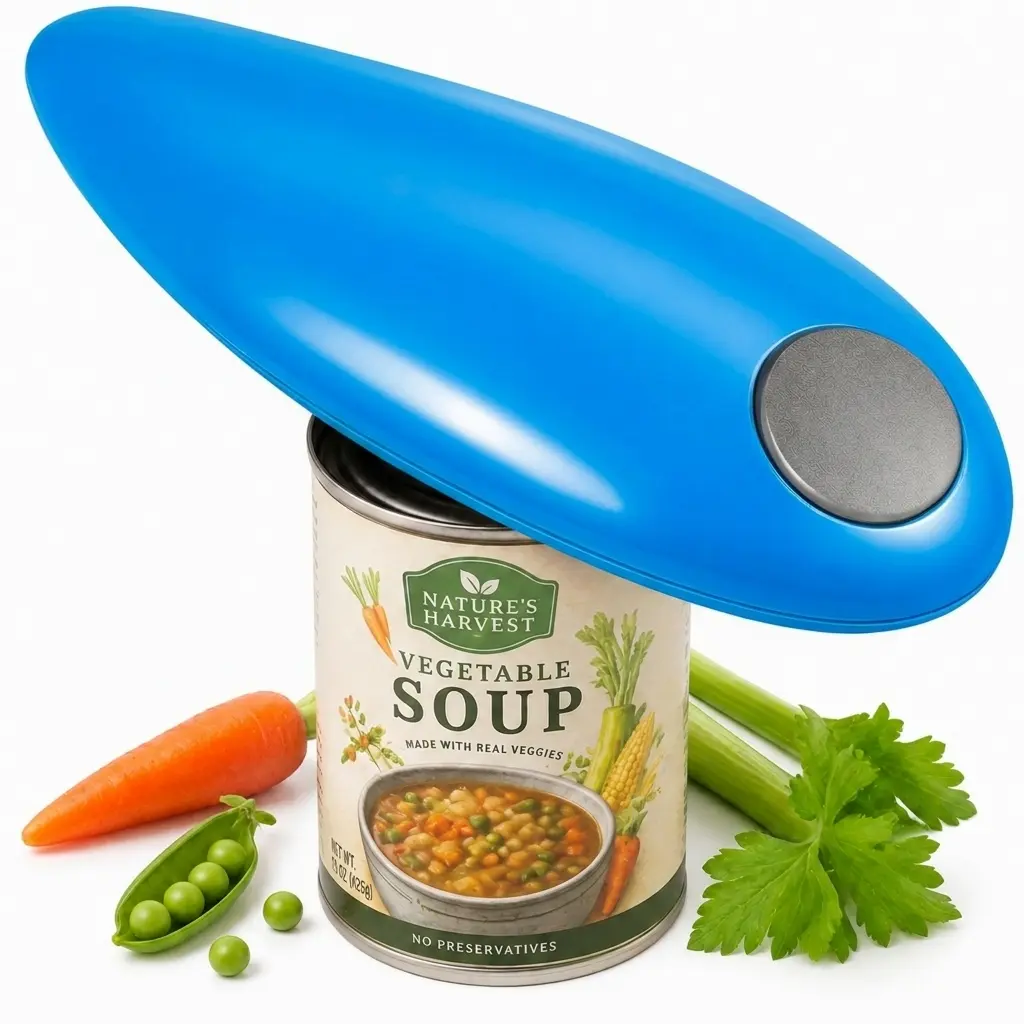 Electric can opener, one-touch automatic can opener, with safe, smooth edges; suitable for cans of all sizes; designed specifically for seniors with arthritis; features smooth edges; a standard kitchen tool; a great gift for elders