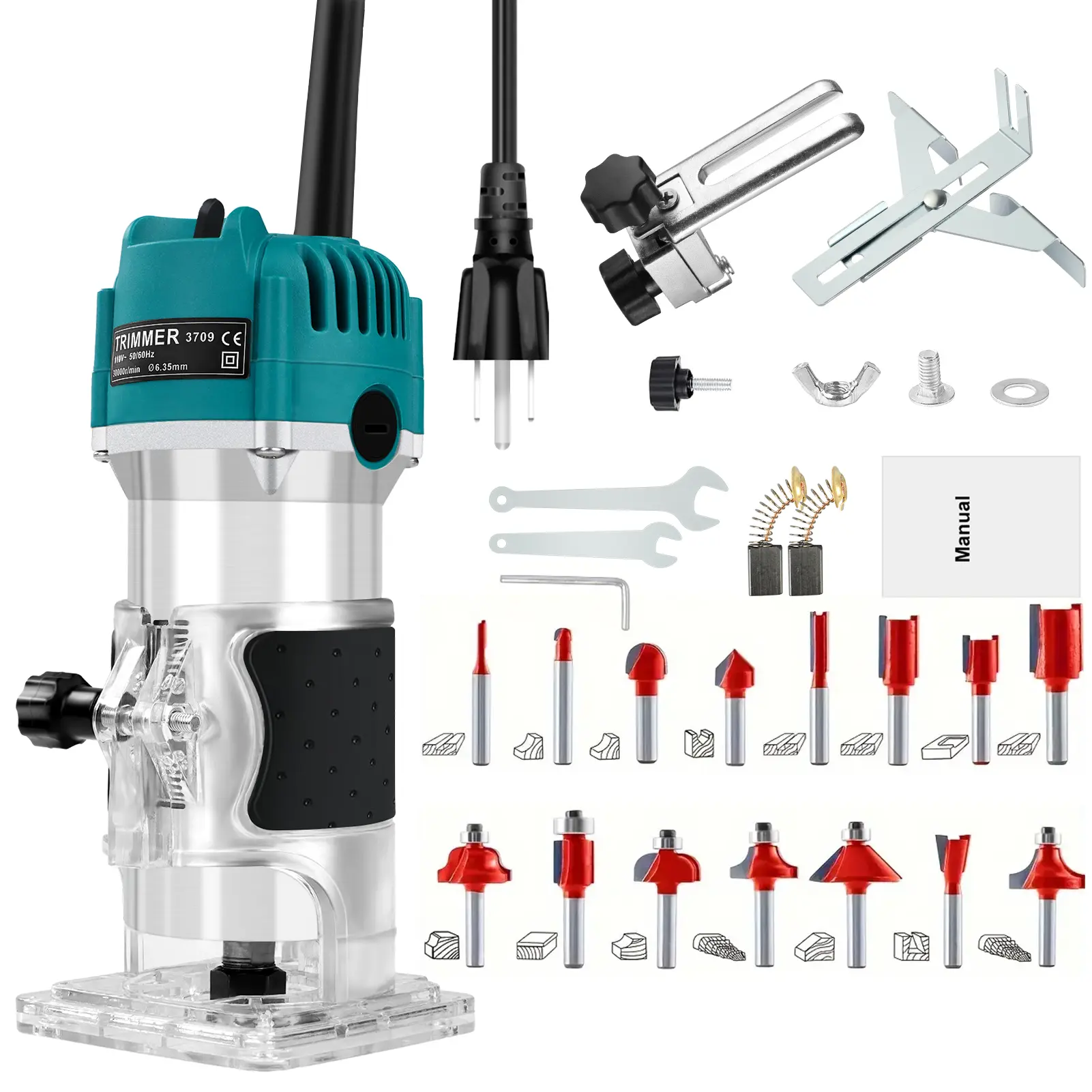 Electric Trimmer Wood Engraving Slotting Trimming Machine Woodworking Router Power Tool US Plug