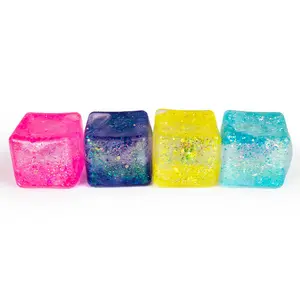 Sugah-Mals Glitter Square Mini Sugar Cube Stress Ball Squishy Fidget Toy (1pc) Color Ships Assorted