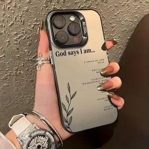Christian Letter Pattern Phone Case, Anti-drop Shockproof Durable Phone Protective Cover, Personalized Phone Accessory Compatible with iPhone 6 7 8 X 11 12 13 14 15 Pro Max, Protection Casing, Shockproof Cellphone Accessory