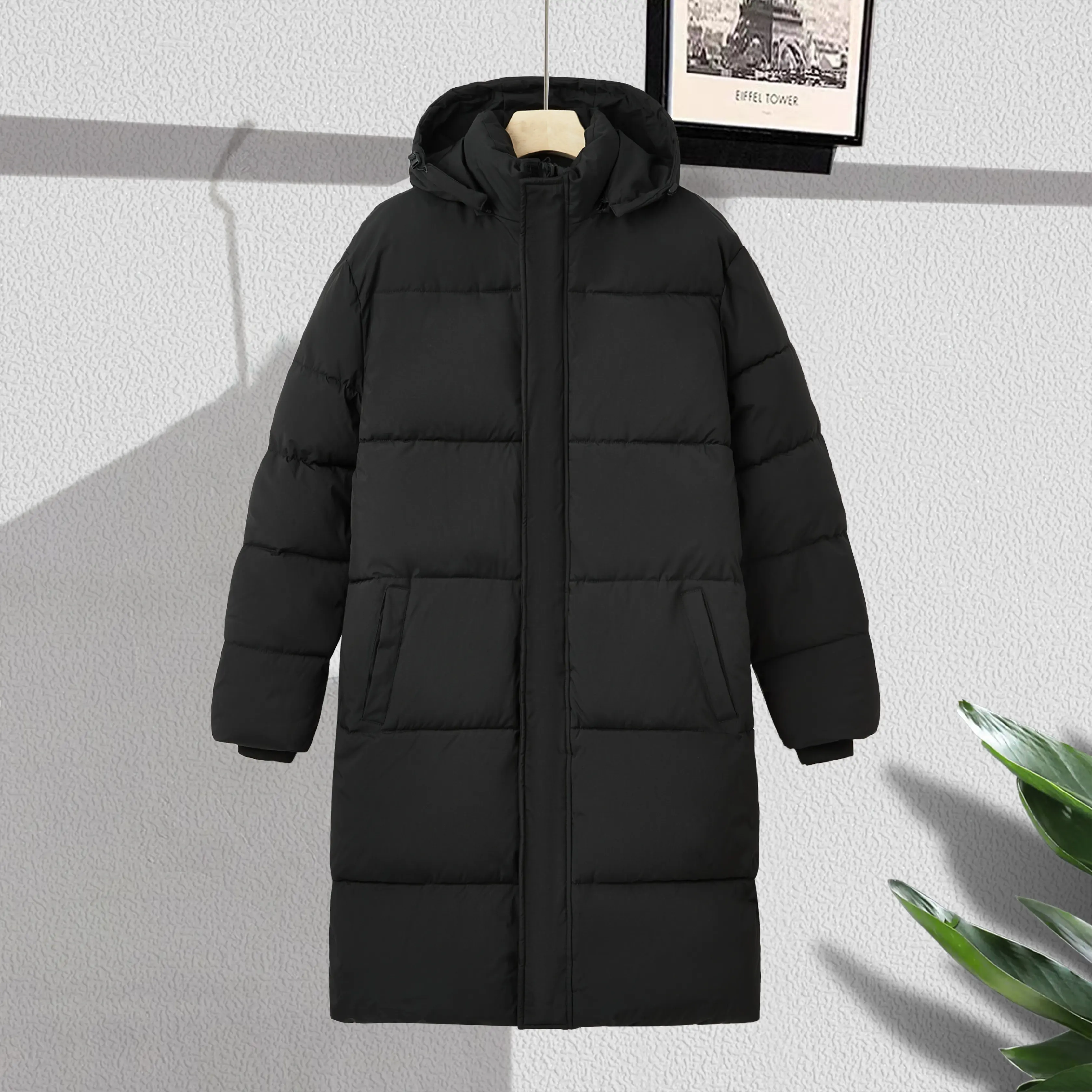 KZZ Mens Solid Regular Fit Thermal Down Coat - Hooded, Waterproof, Snow-Proof Winter Outerwear with Zipper, Men's Casual Tops, Jackets