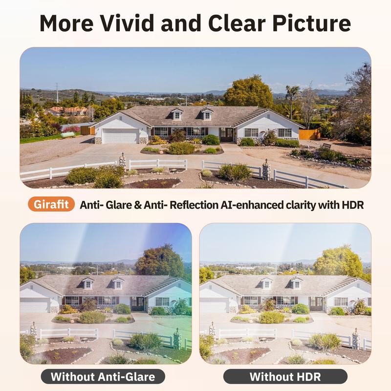 Girafit 5MP 3K Window Camera,2.4GHz & 5GHz Wi-Fi Indoor Security Camera with Thermometer and Hygrometer ChroMax Al Color Night Vision,Person & Motion Detection,24/7 Record