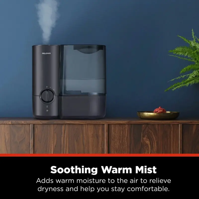 Pelonis 1.2 Gallon Warm Mist Humidifier, Black