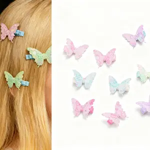 12PCS Bohemian Butterfly Hair Clips for Women, Cute Rainbow Gradient Butterfly Edge Clips, Hair Accessories for Daily Wear and Holiday Parties