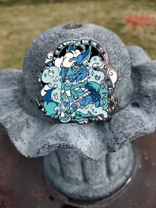 Azure #2 | Fursona Pin Fortune Fox Adopt- Halloween Magic/Sorcery /Blue-White / Kitsune/ Furry Creature/ Enamel pin