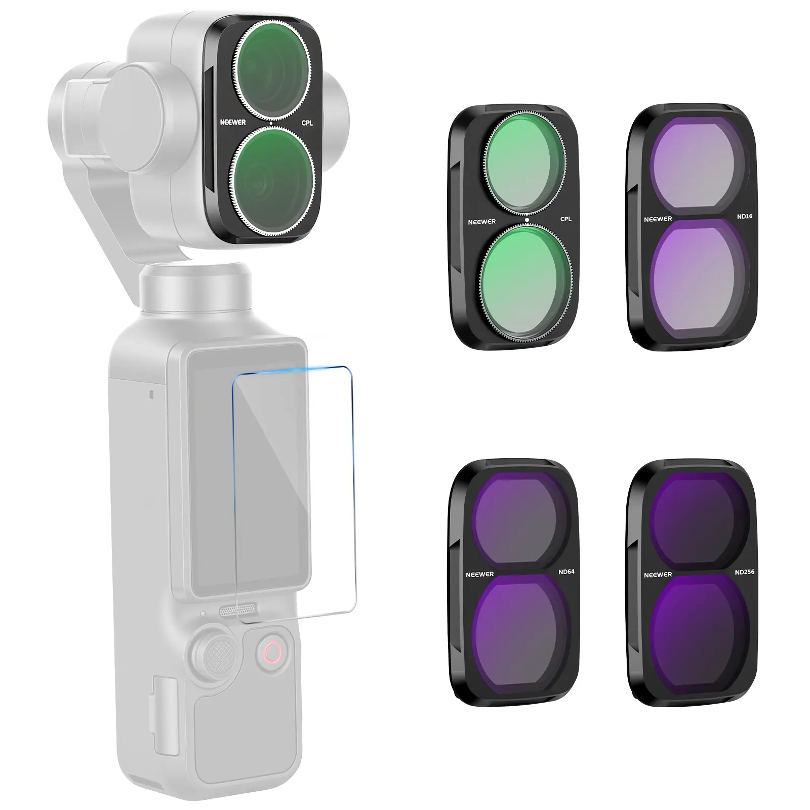 NEEWER Magnetic CPL & ND Filter Set for DJI Osmo Pocket 4P, ND16 ND64 ND256 Lens Filters with Screen Protector, Cleaning Cloth & Storage Case (NO CARAME) tiktokshopbacktoschool